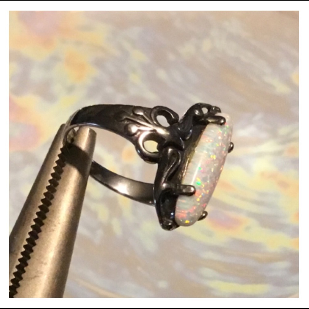 White Opal Stainless Steel Ring - Picture 6 of 10